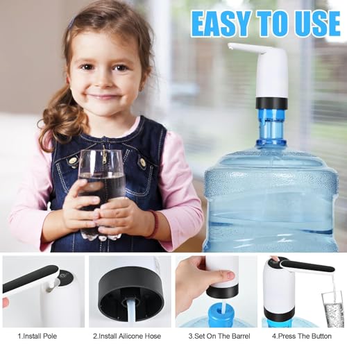 Image of Water Dispenser Pump for 20 Litre Bottle Automatic Wireless Water Can Dispenser with High Efficiency & Low Noise One Touch Control for Home & Office - Black