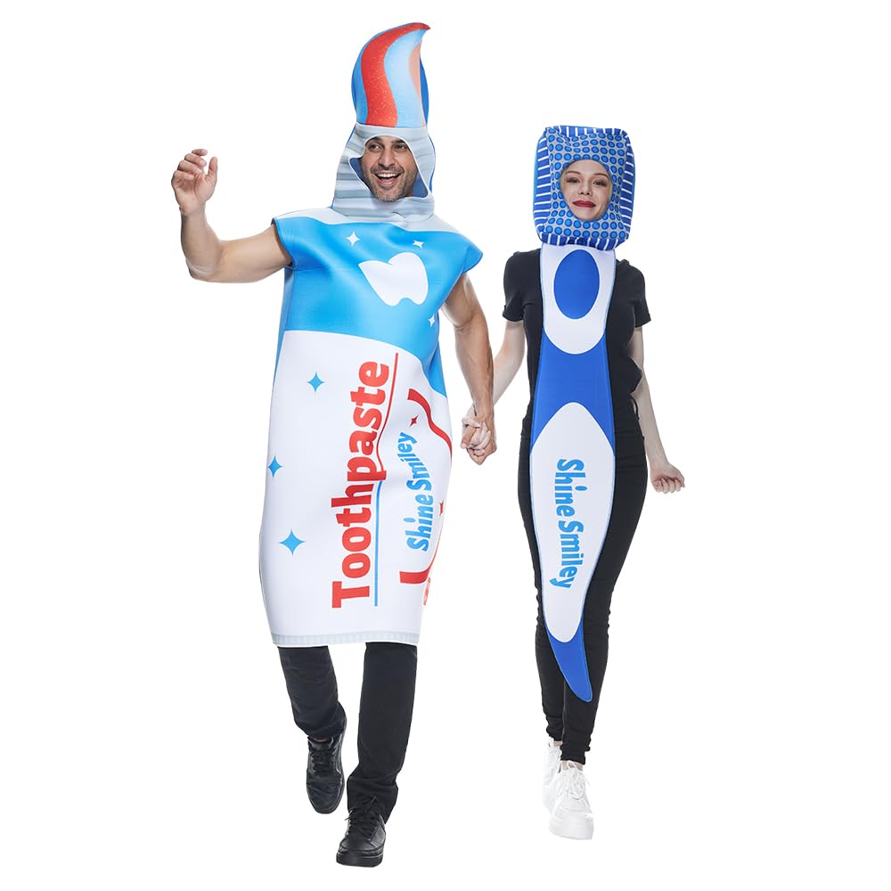 EraSpooky Cepillo de dientes y pasta de dientes disfraz pareja Halloween disfraces adultos Unisex 2 uds conjunto