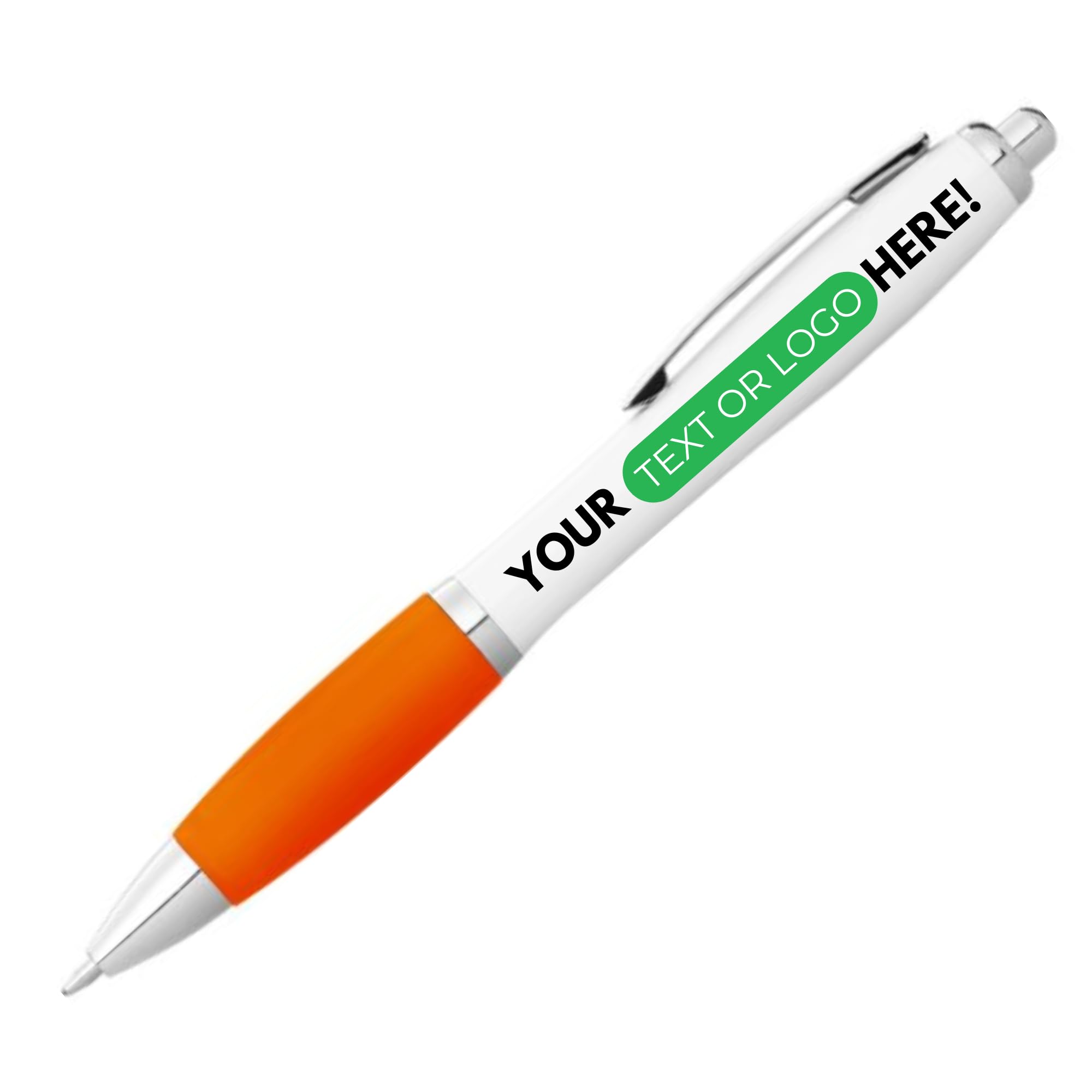 PrintPact Personalised Printed Pens with Any text, Any Colour and Any logo for Promotional, Business and Novelty Gift Use, Black Ink (Orange, 20)