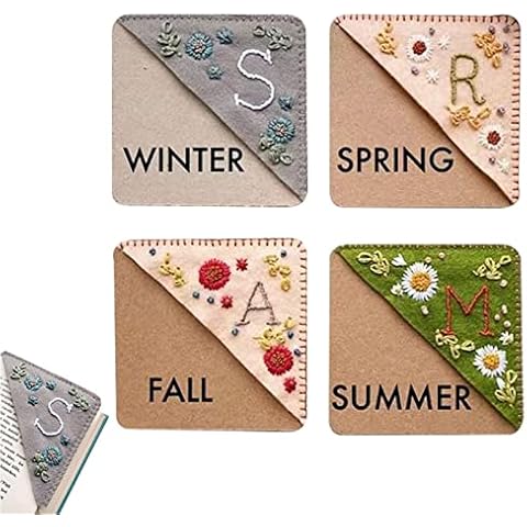Handbesticktes Filzer Buchstaben Eck-Lesezeichen, Personalisierte Dreiecks-Lesezeichen Cover
