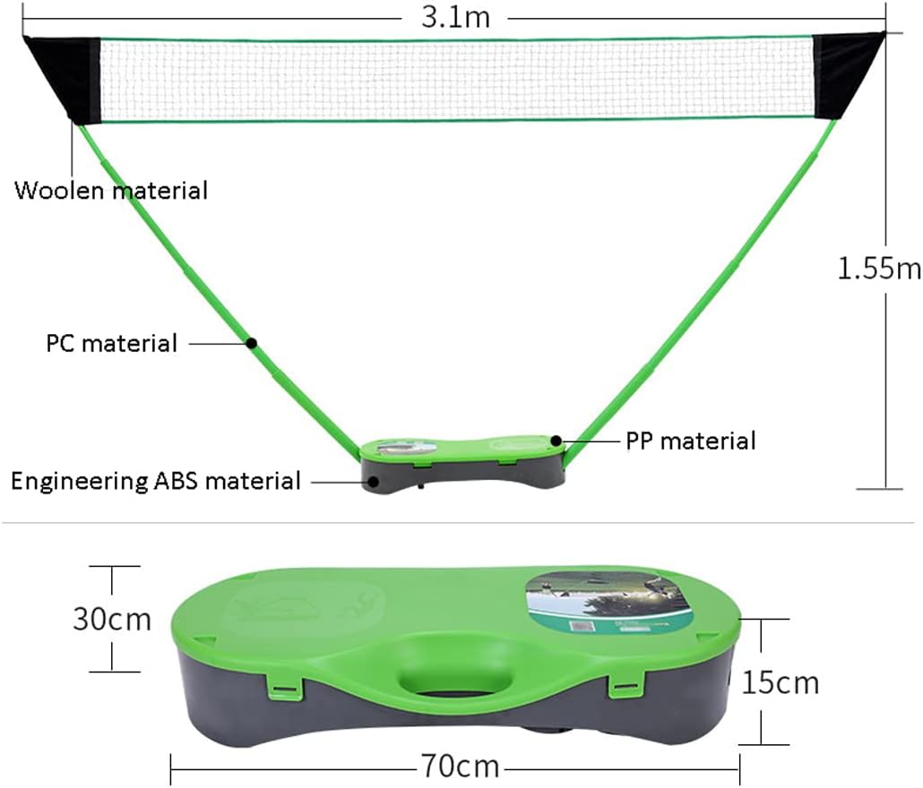 Portable Badminton Net Set, 10Ft Folding Easy Setup Sports Set for Beach/Indoor Court, Backyard, Outdoor, No Tools Or Stakes Required