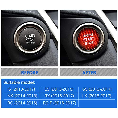 Airspeed Carbon Fiber Car Engine Start Button Sticker For Lexus Is250 Is200 Is300 Es350 Es330 Gs350 Gs300 Nx300 Nx200T Rx350 Rx300 Lx Rc (Red) #TOP3
