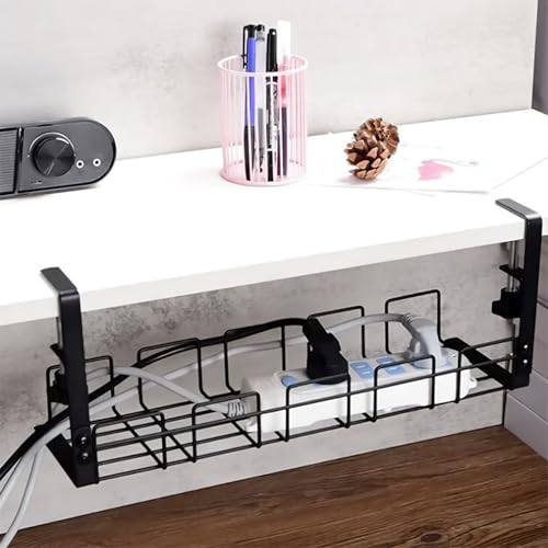 Image of Livzing Adjustable Under Desk Cable Organizer Rack - Desk Cable Management Tray & Power Strip Holder - Wire Organizer for Office & Home Workstation, Computer Desks - Office Cable & Wire Organizer Tray