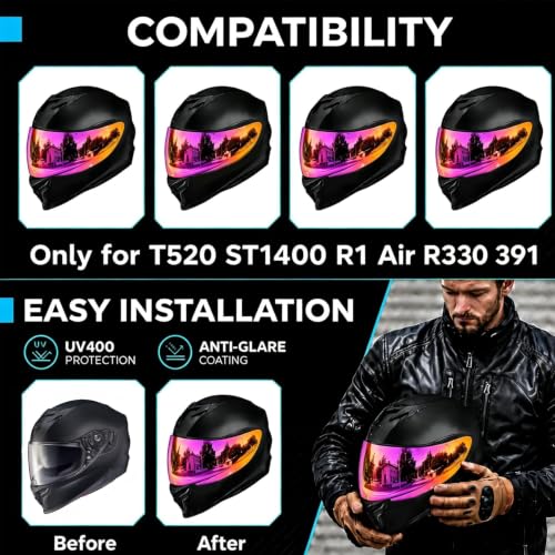 Image of PSLER Helmet Visor for T520 ST1400 R1 - T520 ST1400 R1 Face Shield Helmet Visor Helmet Accessories,Deep Rose Red