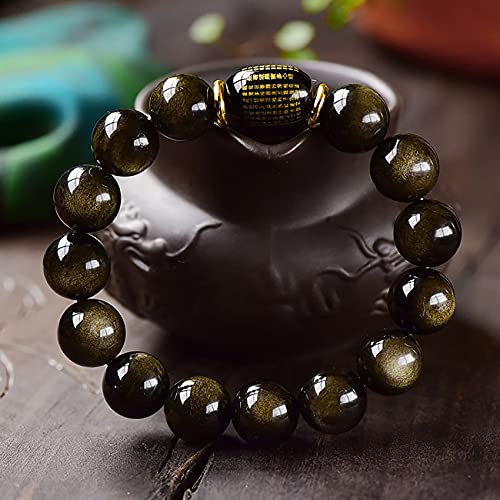 Bracelet pierre obsidienne noire protection et richesse feng shui
