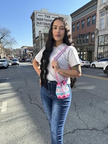 Mini Traditional Wayuu Mochila Bag | Woven Crossbody | Handmade | Boho (Blue and Teal)4