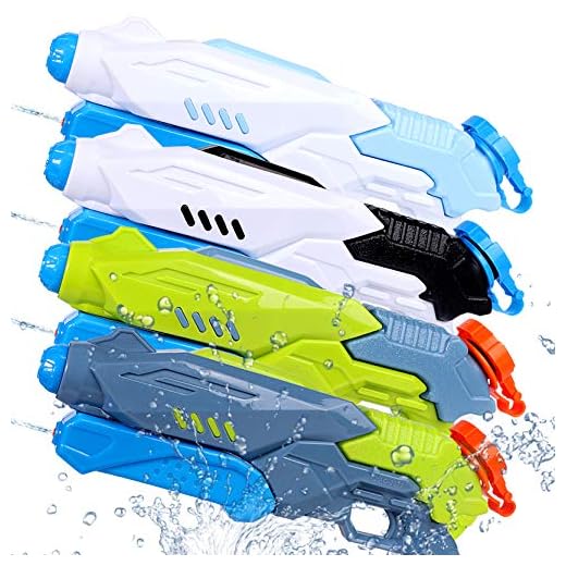 4 Pack Water Squirt Guns, Super Water Blaster Toys for Kids Teens with 300cc Capacity Summer Water Fight and Family Fun Toys for Swimming Pools Party Beach Sand Water Fighting