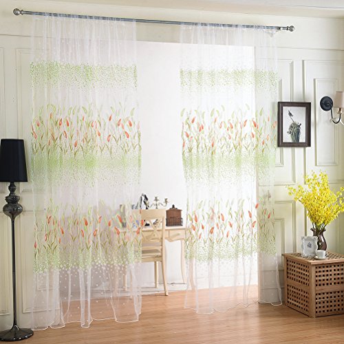 WINOMO Cortina transparente para janela de tela de janela de gaze para porta, cortina para decoração