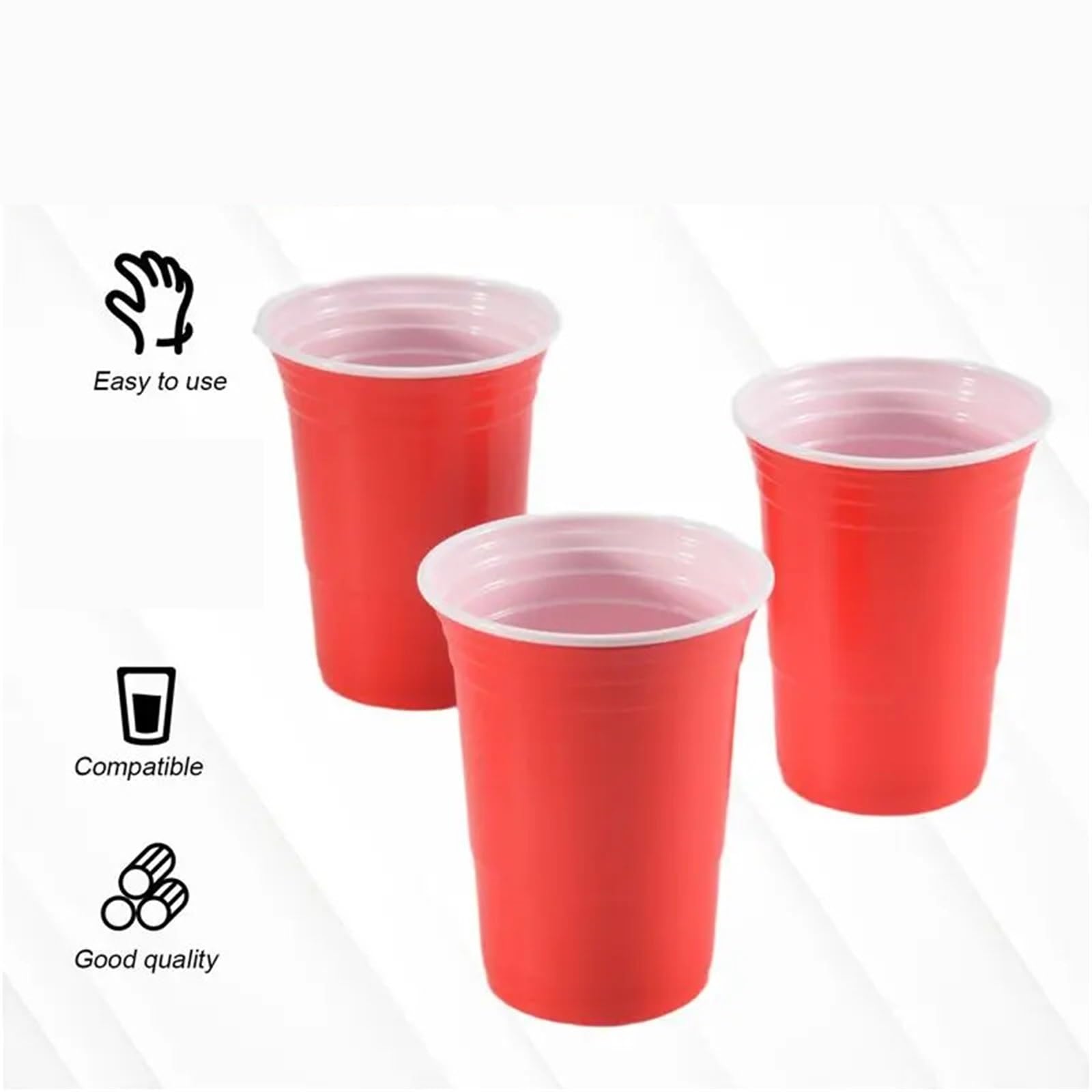 100 Stück Lieblings-Partybecher aus rotem Kunststoff, 450 ml für Party & mehr