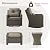 CHITA 5 Pieces Wicker Patio Furniture Set, Outdoor Conversation Set with 2 Pieces Rattan Rocking Swivel Chairs, 2 Pieces Ottomans, Thickened Cushions and Side Table