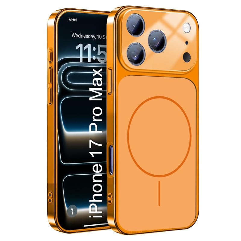 Image of LuxuryKase Converter Case for iPhone 17 Pro Max | Premium Protective MagSafe Cover | iPhone 17 Pro Series Style Design | in Built Camera Guard | Wireless Charging Compatible - Orange
