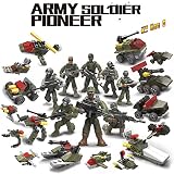 MEIEST 8 PCS Army Soldier Pioneer Mini Military Action Figures with Weapons and Vehicles, 2 in 1 War