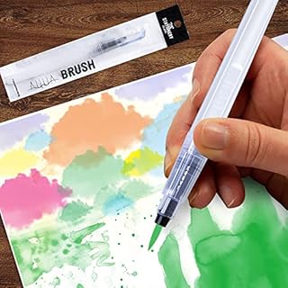 Refillable Water Brush Pens Set Water Colour Brush Pen for Artists & Beginners Painting, Calligraphy & Lettering, Watercolour Oil Acrylic Paints Aqua Brush Pen, Pack of 1 by Stationery Island