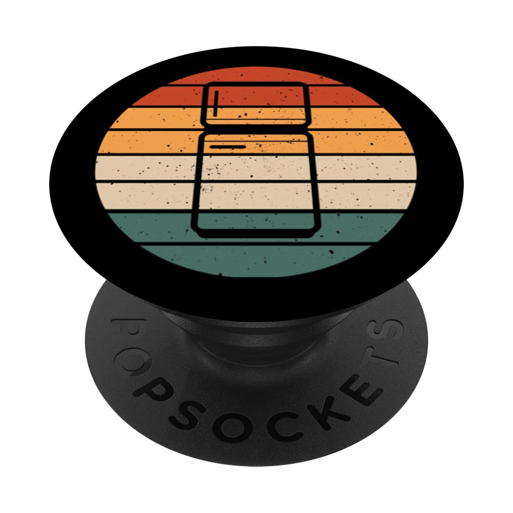 Retro Refrigerator Design Freezer And Fridge Lover PopSockets Swappable PopGrip, Black