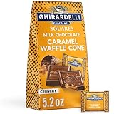 GHIRARDELLI Milk Chocolate Caramel Waffle Cone Squares, 5.2 oz Bag