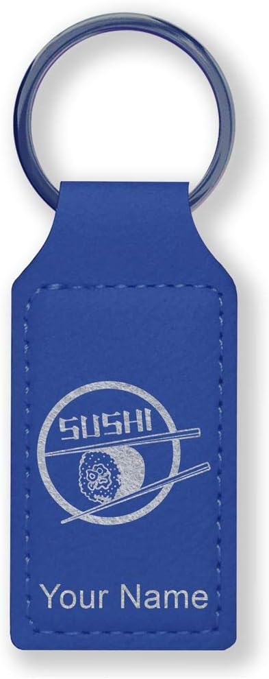 Rectangle Keychain, Sushi, Personalized Engraving Included