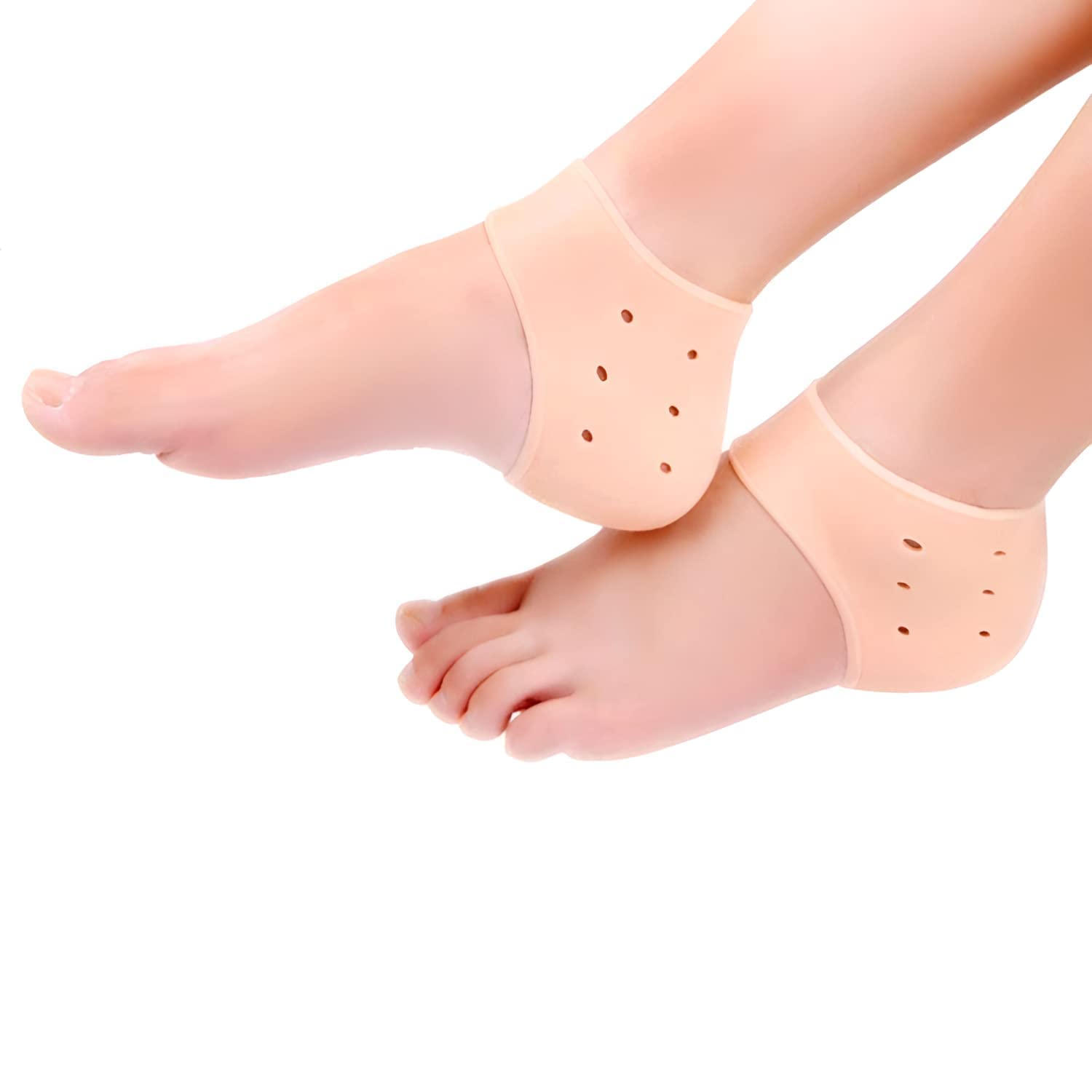 Cookitchen Silicone Gel Heel Pad Socks For Swelling Pain Relief | Anti Crack Moisturizing Socks for Dry Hard Cracked Ankles | Free Size for Men and Women Loose (1-Pair)