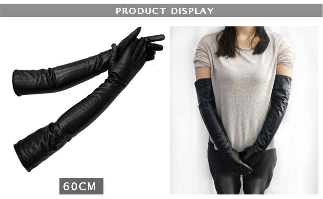 Guanti lunghi da donna moda pelle di pecora vera pelle nera guanti da donna veri guanti da donna sottili foderati stile braccio copre