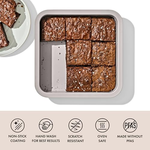 OXO Good Grips Non-Stick Pro Ceramic Coated Metal Bakeware 9” Square Cake Pan – Biscuit - Image 3