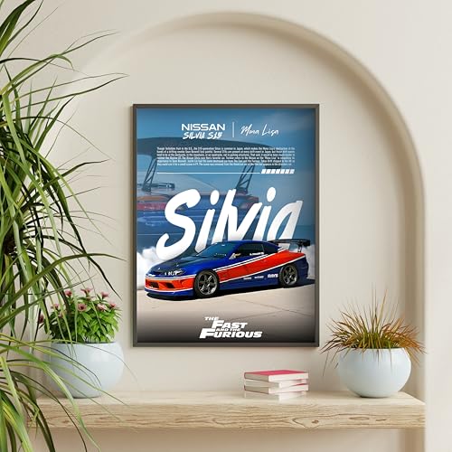 Image of Posternet NISSAN Silvia S15 Wall Poster Frames | 12x18 inch | Fast and Furious Themed JDM Cars | Hanging Wall Artwork Frames for Living Room, Bedroom, Office and Etc
