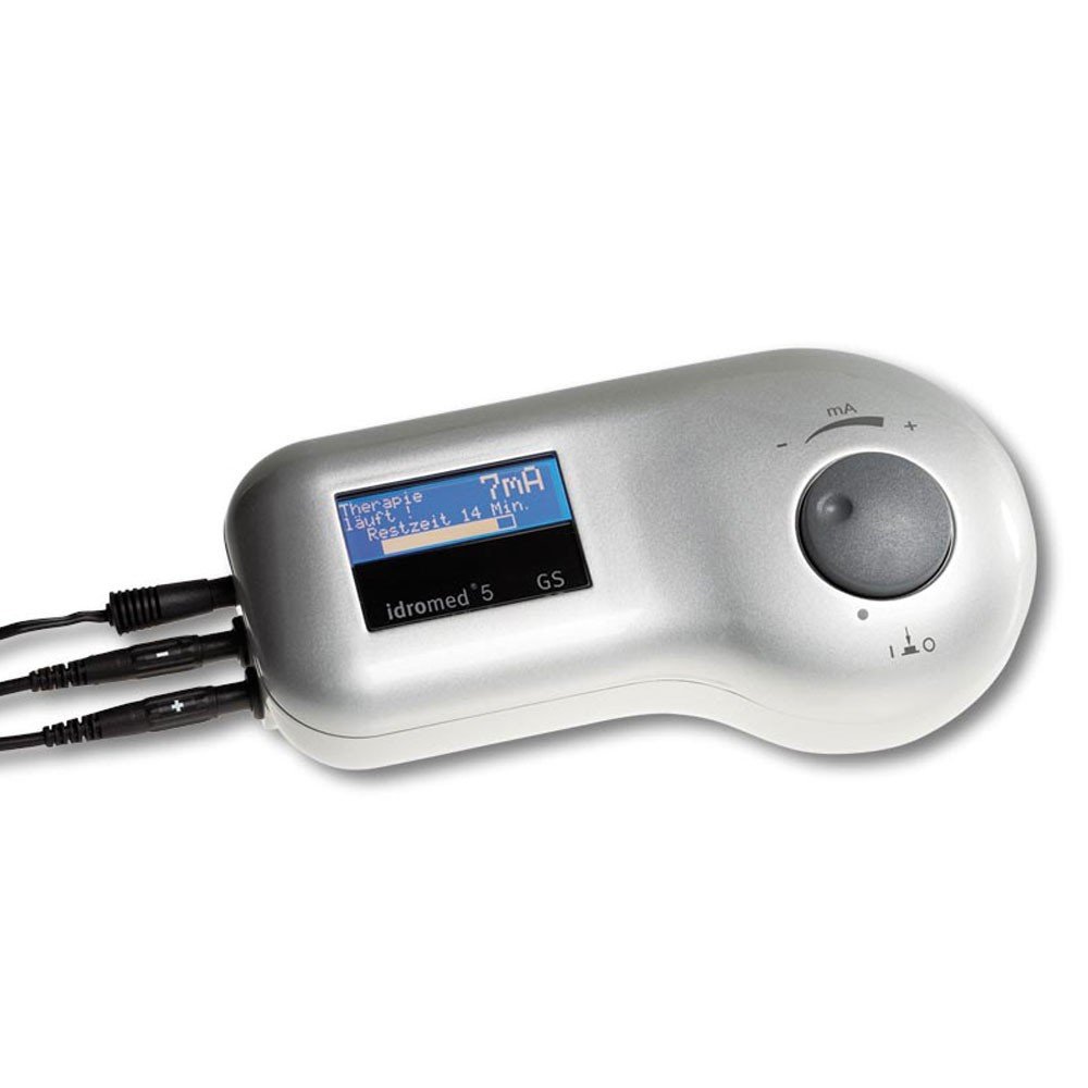 Equipo para hiperhidrosis, 5Ps, Dos electrodos de aluminio, Para manos y pies, 2 rejillas de seguridad, Maletín de transporte, Aparato de iontoforesis, Previene la sudoración excesiva
