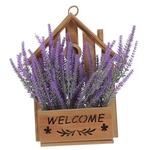 SUPVOX Adorno Colgante De Planta Artificial Maceta De Madera para Decoración De y Oficina Incluye Hierba Falsa y Detalles Artesanales