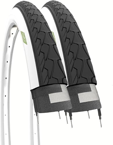 Ecovelò Unisex_Adulto Copertoni 700 X 35 C (37-622) 28 X 1.35 Citybike Bicicletta Stradale Trekking 28 X 1 58 X 1 38 2 Fundas, Bianconero, Talla