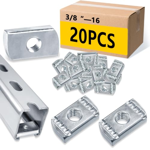 Image of SIHAI 20 Pcs 3 /8 inch-16 Strut-Channel Nuts, No Spring Strut Hardware Nuts with Zinc Electroplate Finish, for Use with Unistrut Channels