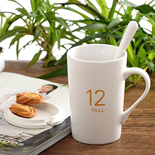 Creative Mug Digital Ceramic Cup with Lid Spoon Milk Cup Coffee Cup 301-400ml JINZI No.12 Ceramic Cover + Exquisite Spoon