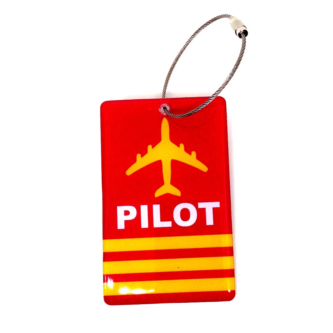 pilot iii red 3d flexible bag tags with steel tie for crew, pilots and aviation professionals
