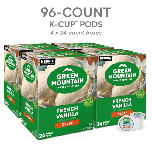 Image of Green Mountain Coffee Roasters French Vanilla Decaf, Single-Serve Keurig K-Cup Pods, Flavored Light Roast Coffee Pods, 96 Count