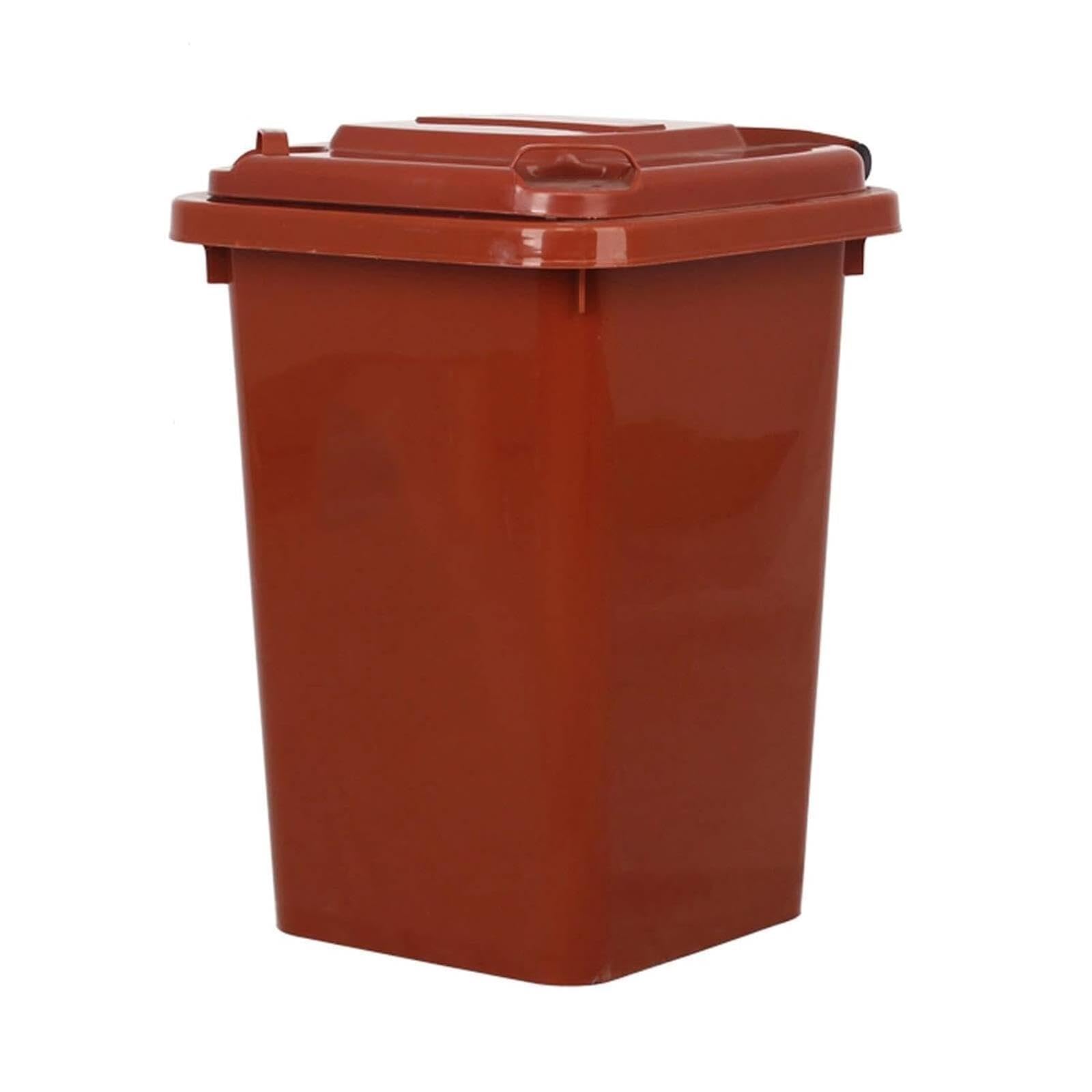 VITIWEDTY Commercial Outdoor Trash Can with Wheels, Garbage Can with Lid for Home, Warehouse & Restaurant (Brown 50L)
