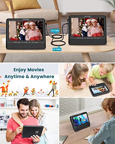 Wonnie 7.5'' Dual Car Dvd Player, Portable Dvd Player For Car Plays Same Movie, With 5 Hours Rechargeable Battery, Support Usb/Sd/Sync Tv, Regions Free, Last Memory, Av Out & In (1 Player+1 Monitor) #TOP7