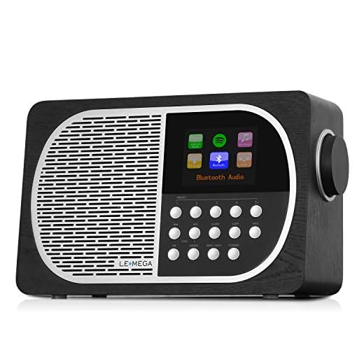 LEMEGA M2+ Internet/FM Digital Radio with Bluetooth, Internet Radio and Spotify Connect, WiFi, Headphones Output, AUX Input, USB MP3, Clock, Alarms, 20 Stations Presets, app Control - Black Oak