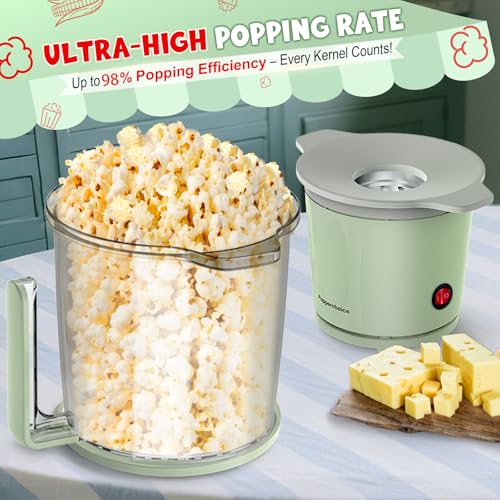 Electric Air Popper Popcorn Maker Machine for Home – 2QT Oil-Free Personal Sized Popcorn Popper with Serving Bowl, 2Min Fast Making Healthy Snacks, 98% High Popping Rate for Family Party Movie Night