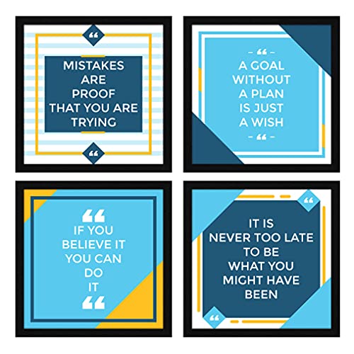Image of ArtX Paper Motivational Quotes You Can Do It Wall Art Painting, Framed Paintings For Home Office Decor 20 X 20 inches (Combined), 10.0 X 10.0 each, Multicolor Posters With Frame, Set of 4