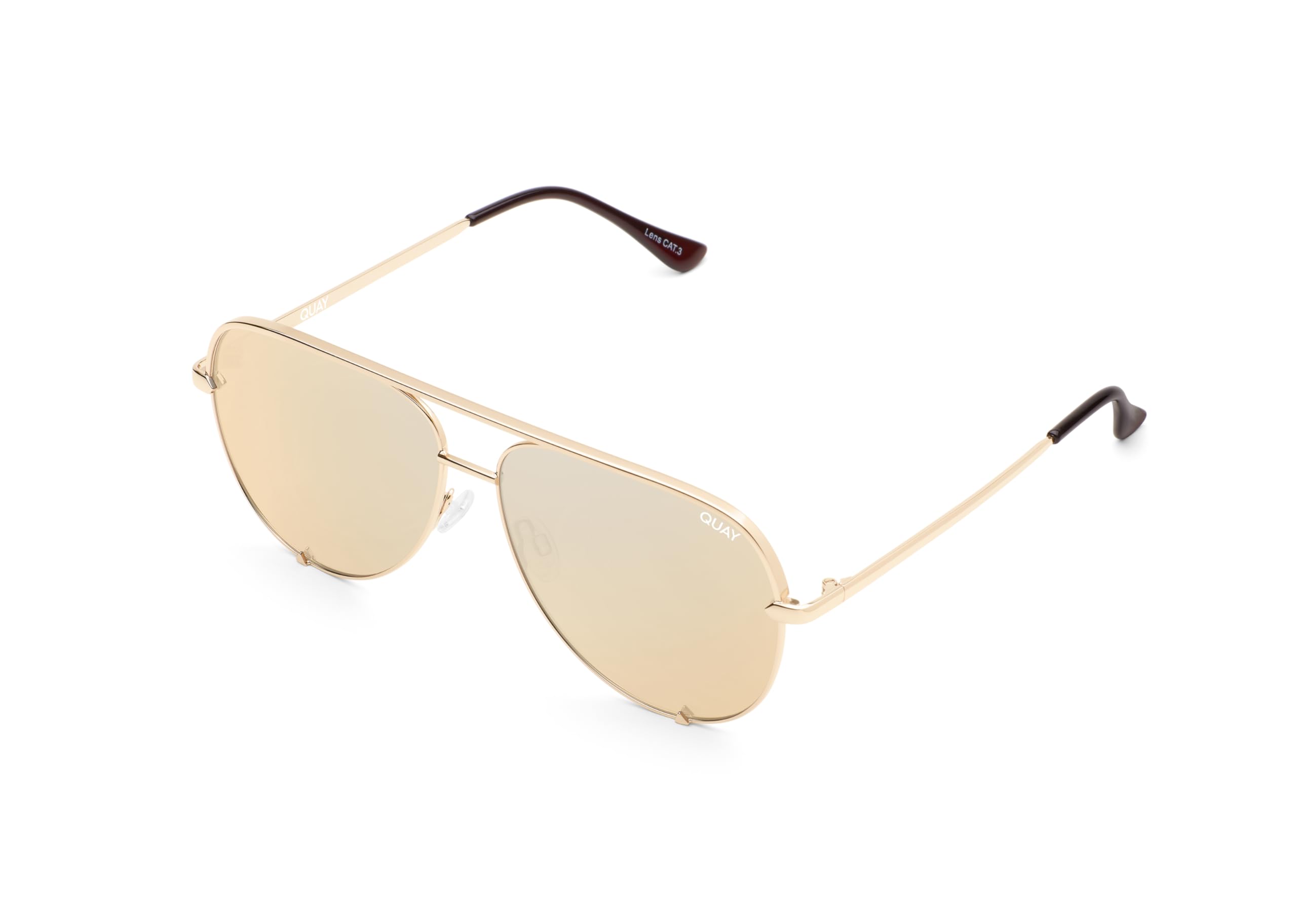QUAY High Key Polarized Aviator Sunglasses, Oversized, Stylish Sunglasses with UV Protection, Unisex Aviators for Men & Women: Gold/Gold Polarized 64 Millimeters