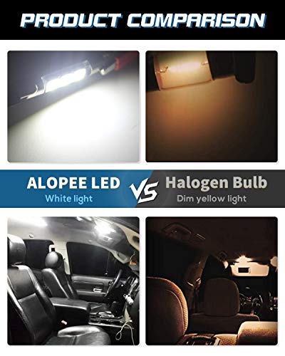 Alopee 20-Pack 6614 6614F LED Bulb 30mm(1.18″) 31mm(1.22″) 50 Lums White 3SMD 5050 Chips, 6612F LED Bulbs for Cars Interior Sun Visor Vanity Mirror Lights, License Plate Light