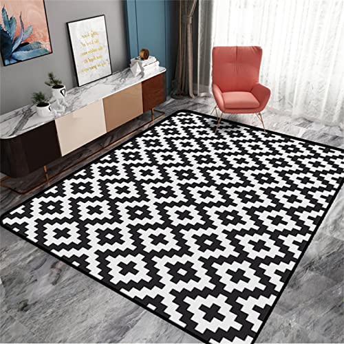 Alfombras pasillo modernas negro con diseño geometrico para salon y dormitorios infantiles 2