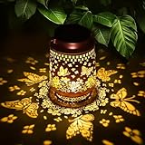 Butterfly Solar Lanterns Outdoor Waterproof, Garden Decor Birthday Gifts for Women Mom Grandma Sister, Metal Hanging Solar Lights Outside Decorative for Patio Backyard Deck Porch Christmas Decorations