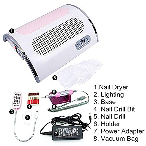 Lâmpada de unhas LED UV com aspirador de pó de unhas esmalte secador de gel 3 leques coletor de poei