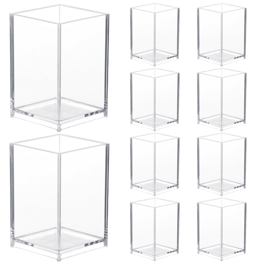 10 portapenne in acrilico trasparente, porta pennelli da trucco, organizer per matite, organizer in acrilico trasparente, per casa, ufficio, scuola, uso desktop