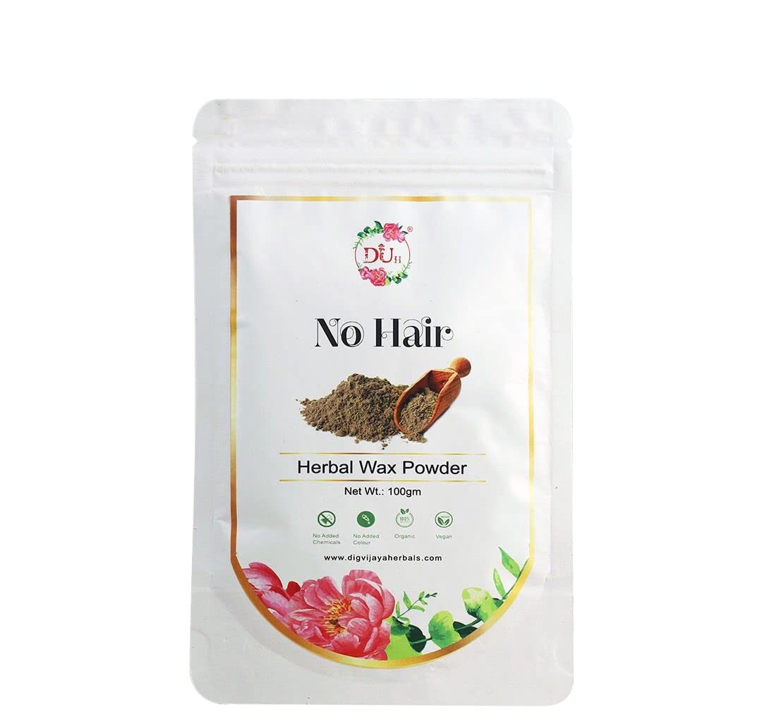 DUH No Hair – Hair Removal Powder Waxing for Women and Men No Pain Formula | Hair Remover with Rose Petal, Sandalwood, Lemon, Herbal Powder and Fullers Earth- 100g