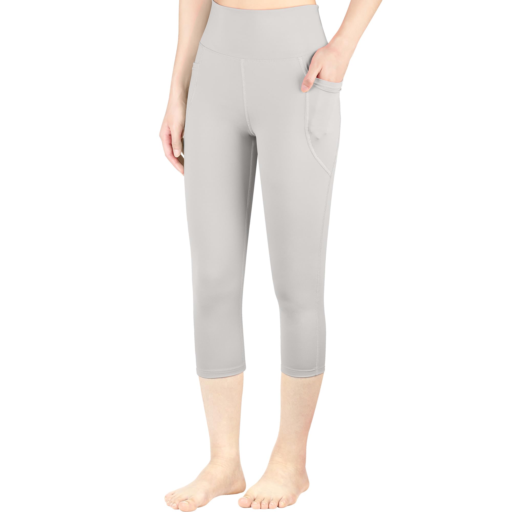 BIG ELEPHANT – Paquete de 3 Leggings Capri para Niñas con Bolsillos – Pantalones de Cintura Alta para Yoga y Deportes, Ideales para Correr, Danza y Entrenamiento