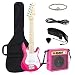 Best Choice Products 30in Kids 6-String Electric Guitar Beginner Starter Kit w/ 5W Amplifier, Strap, Case, Strings, Picks - Pink/White