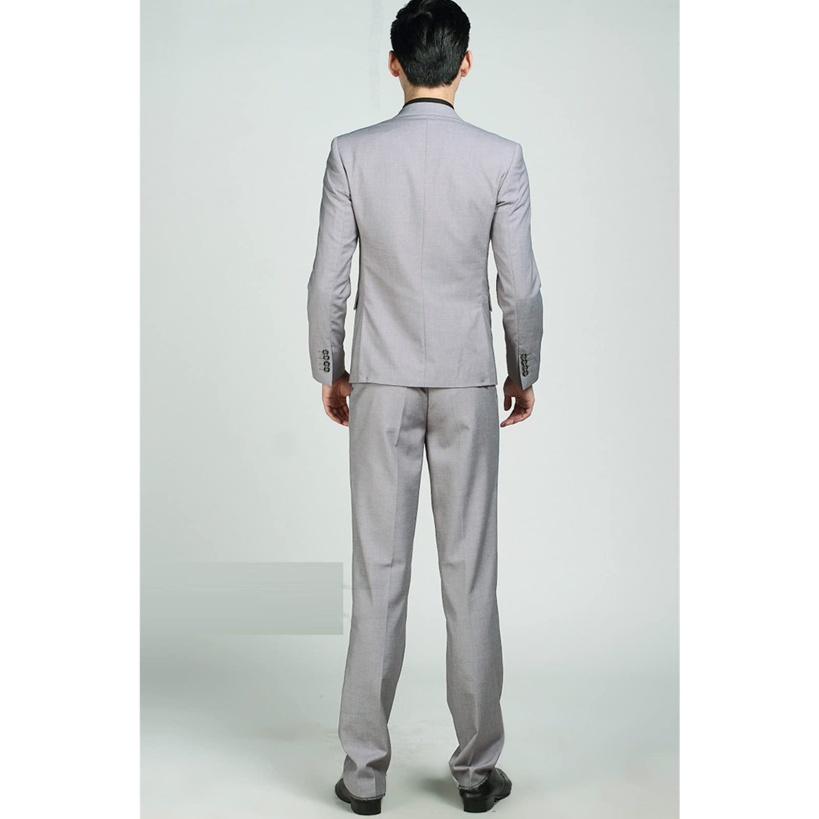 Men' 3 Piece Solid Color Suit Set Single Breasted Slim Jacket Vest Pants Formal Business Wedding Prom Blazer Sets (Light Grey,X-Small)