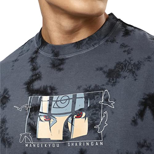 Image of Bewakoof Men's Tie & Dye 100% Cotton T-Shirt - Oversized Fit, Round Neck, Half Sleeves