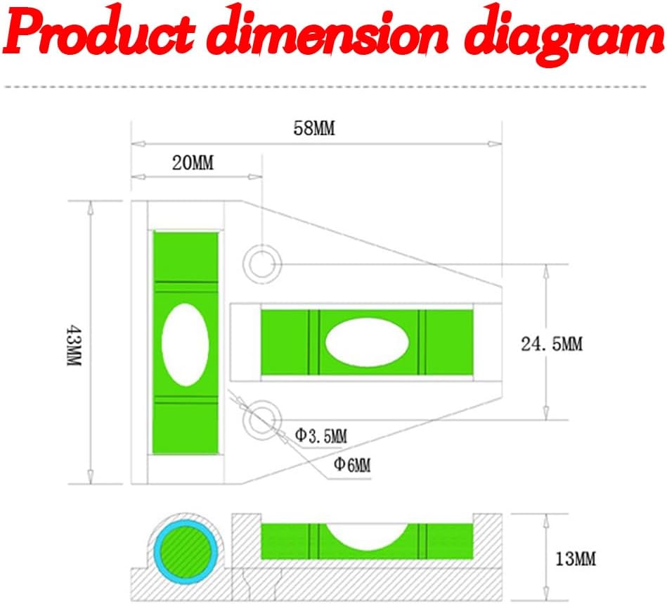 Aluminum alloy high-precision T-shaped mini level platform can be used with a small level ruler and strong magnetic beads (58 * 43 * 13mm)