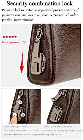 Pochette Uomo In Pelle Con Serratura A Codice - Borsellino Porta Carte, Cellulare E Contanti, Marrone - Foto 5