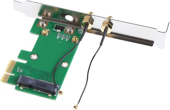 Wireless WiFi k Card PCI-E to PCI-E 1X Desktop Adapter + 2 Antennas Metal and Plastic
